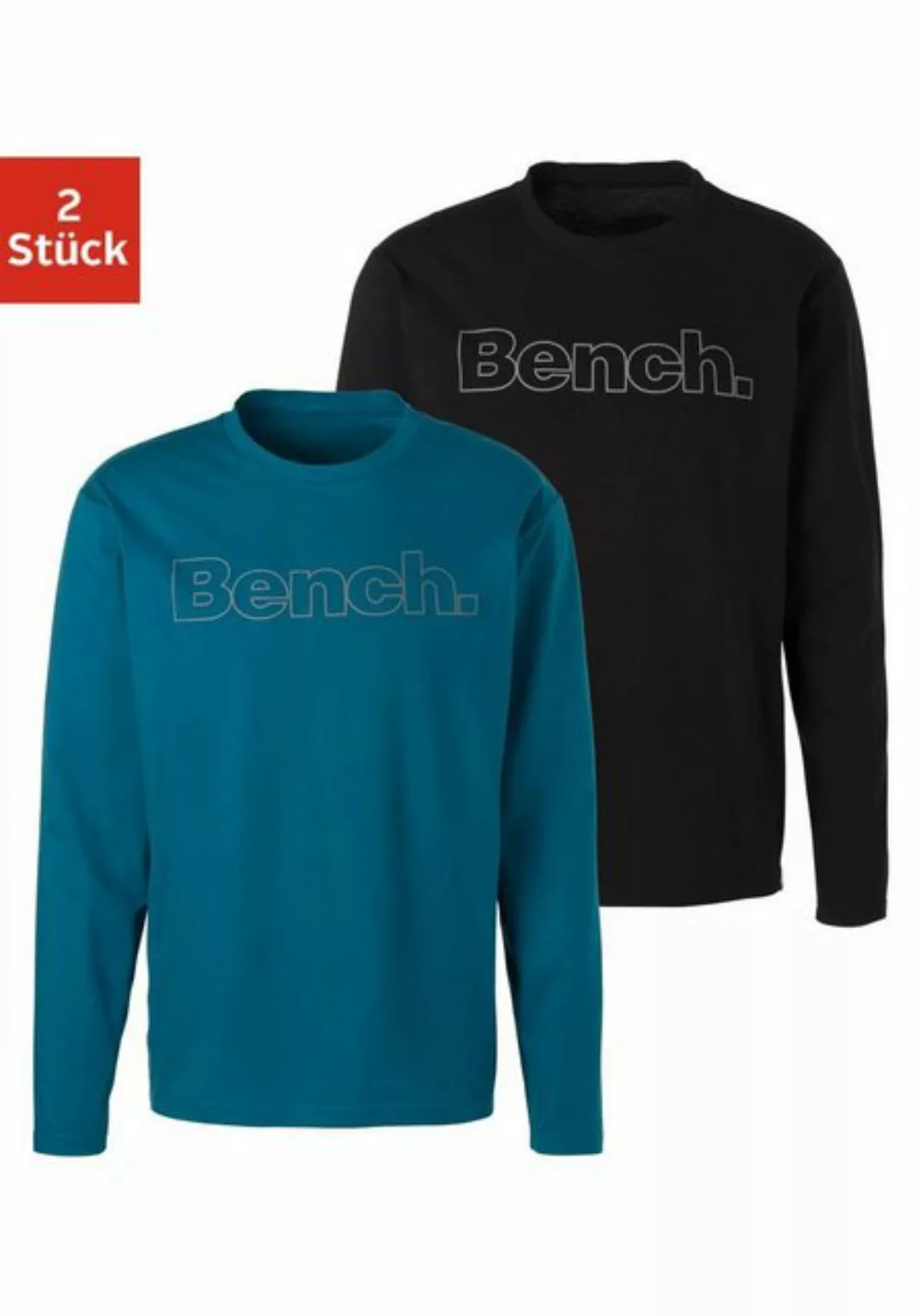 Bench. Loungewear Langarmshirt (2-tlg) mit Bench. Print vorn günstig online kaufen