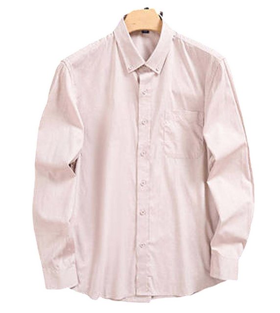 KIKI Langarmhemd Einfarbiges Oxford-Hemd für Herren, lockeres Jugend-Freize günstig online kaufen