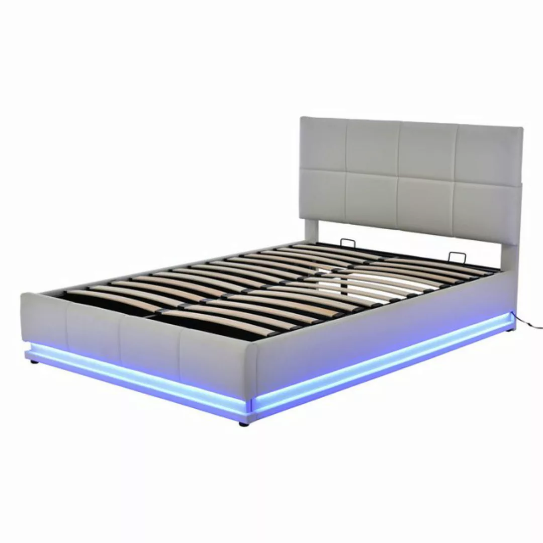 EXTSUD Polsterbett Polsterbett mit LED, Metalllattenrost und Bettkasten, Po günstig online kaufen