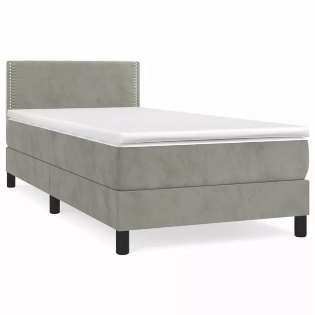 vidaXL Boxspringbett Boxspringbett mit Matratze Hellgrau 90x200 cm Samt Bet günstig online kaufen