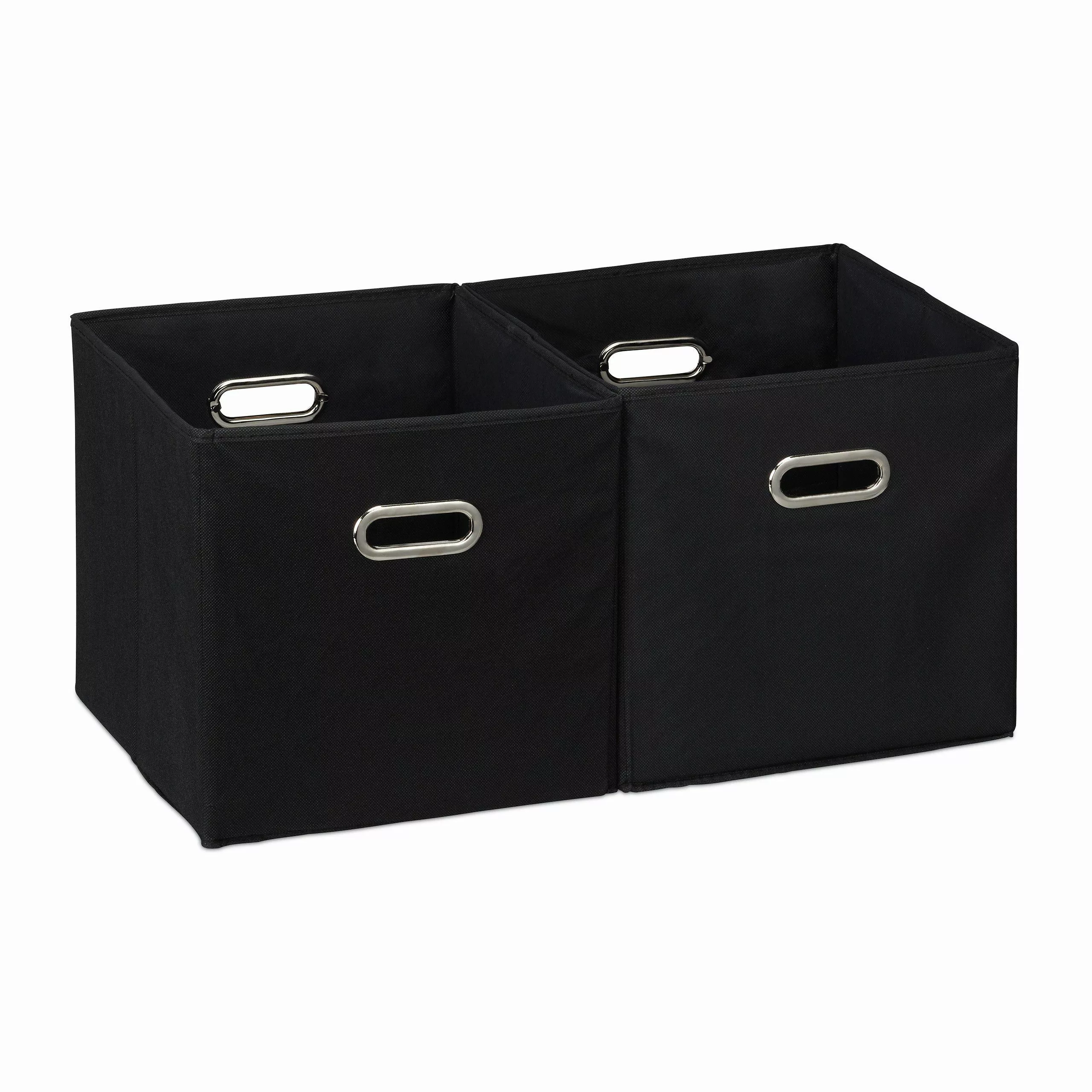 relaxdays Aufbewahrungsbox Stoff 2er Set, Schwarz günstig online kaufen