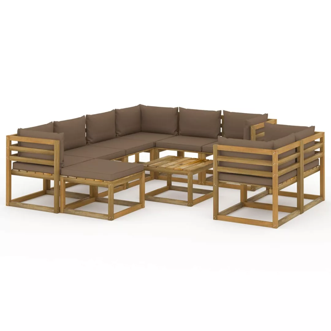 10-tlg. Garten-lounge-set Mit Kissen Taupe günstig online kaufen