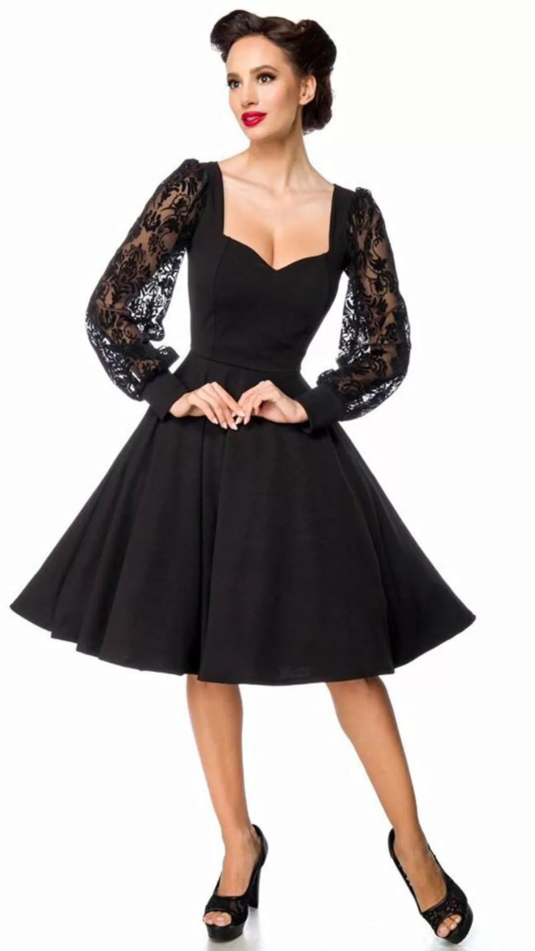 Vintage-Kleid mit Spitzenärmeln günstig online kaufen