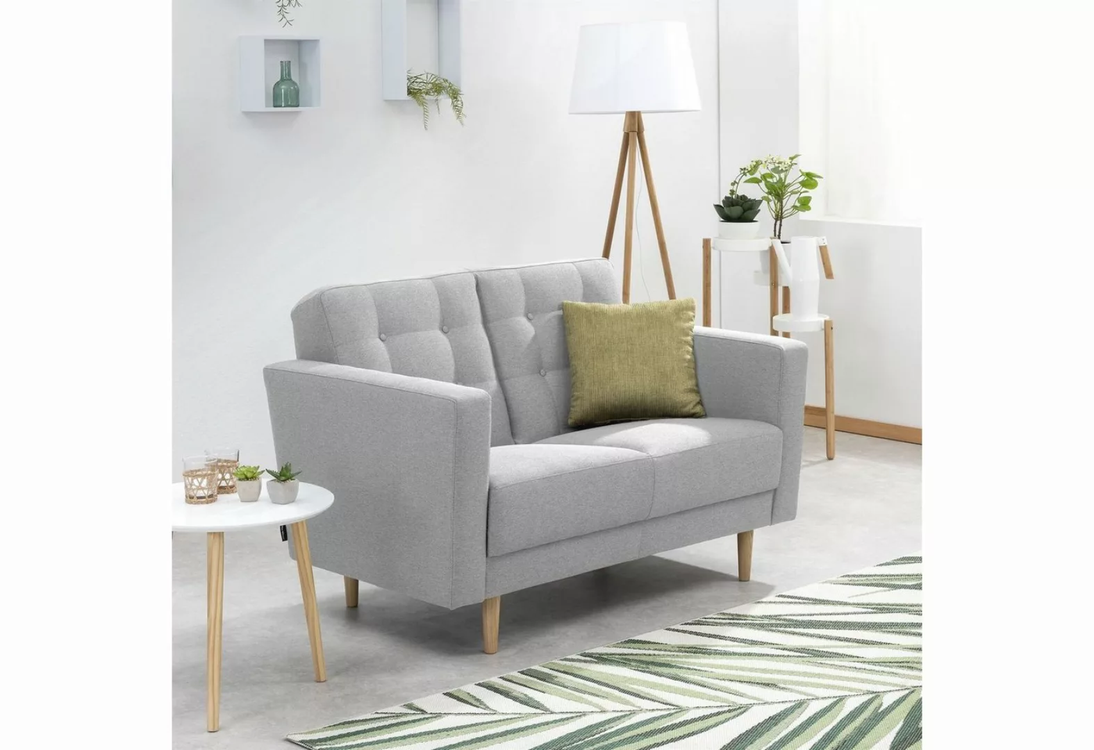 58 aufm Kessel Sofa Sofa 2-Sitzer Kaisa Bezug Flachgewebe Esche natur, Spar günstig online kaufen