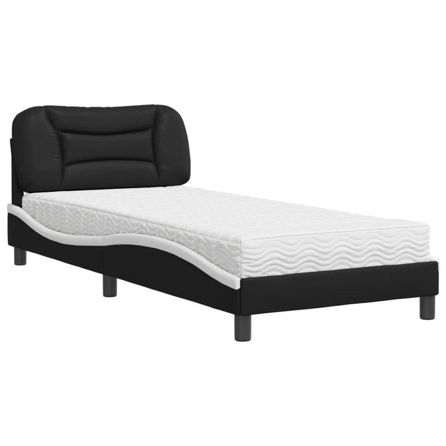 vidaXL Bett Bett mit Matratze Schwarz und Weiß 90x190 cm Kunstleder günstig online kaufen