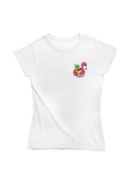 Novux T-Shirt Flamingo Vibes Damen Tshirt Farbe Weiß (1-tlg) aus Baumwolle günstig online kaufen