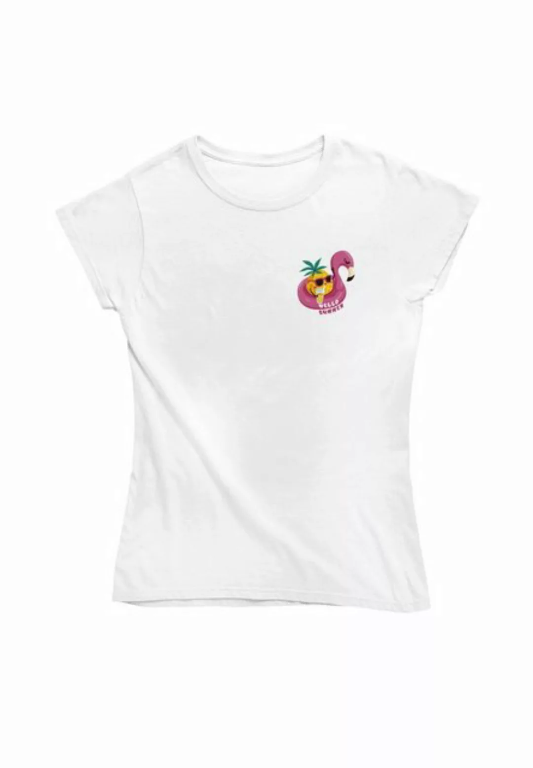 Novux T-Shirt Flamingo Vibes Damen Tshirt Farbe Weiß günstig online kaufen