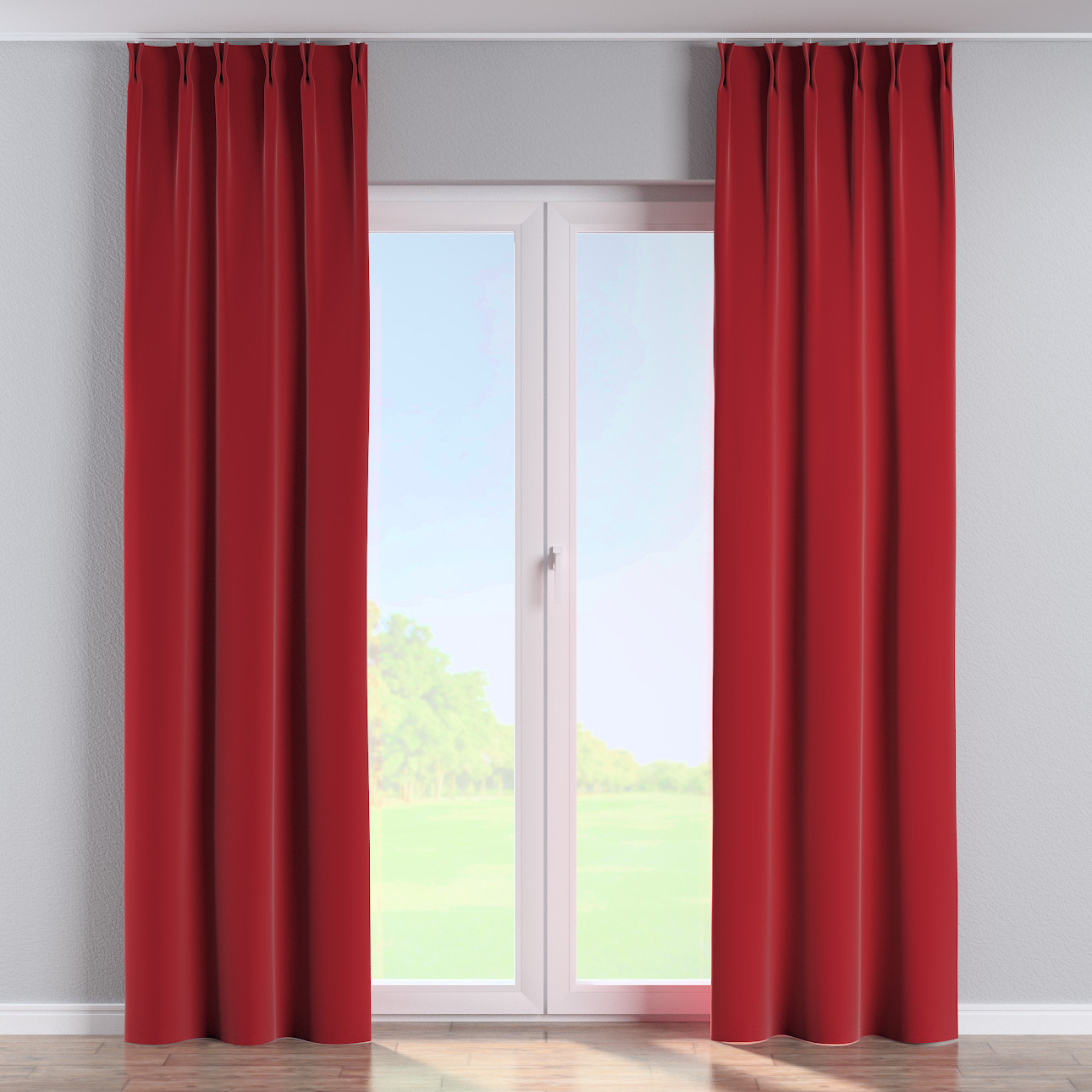 Vorhang mit flämischen 2-er Falten, rot, Velvet (704-15) günstig online kaufen