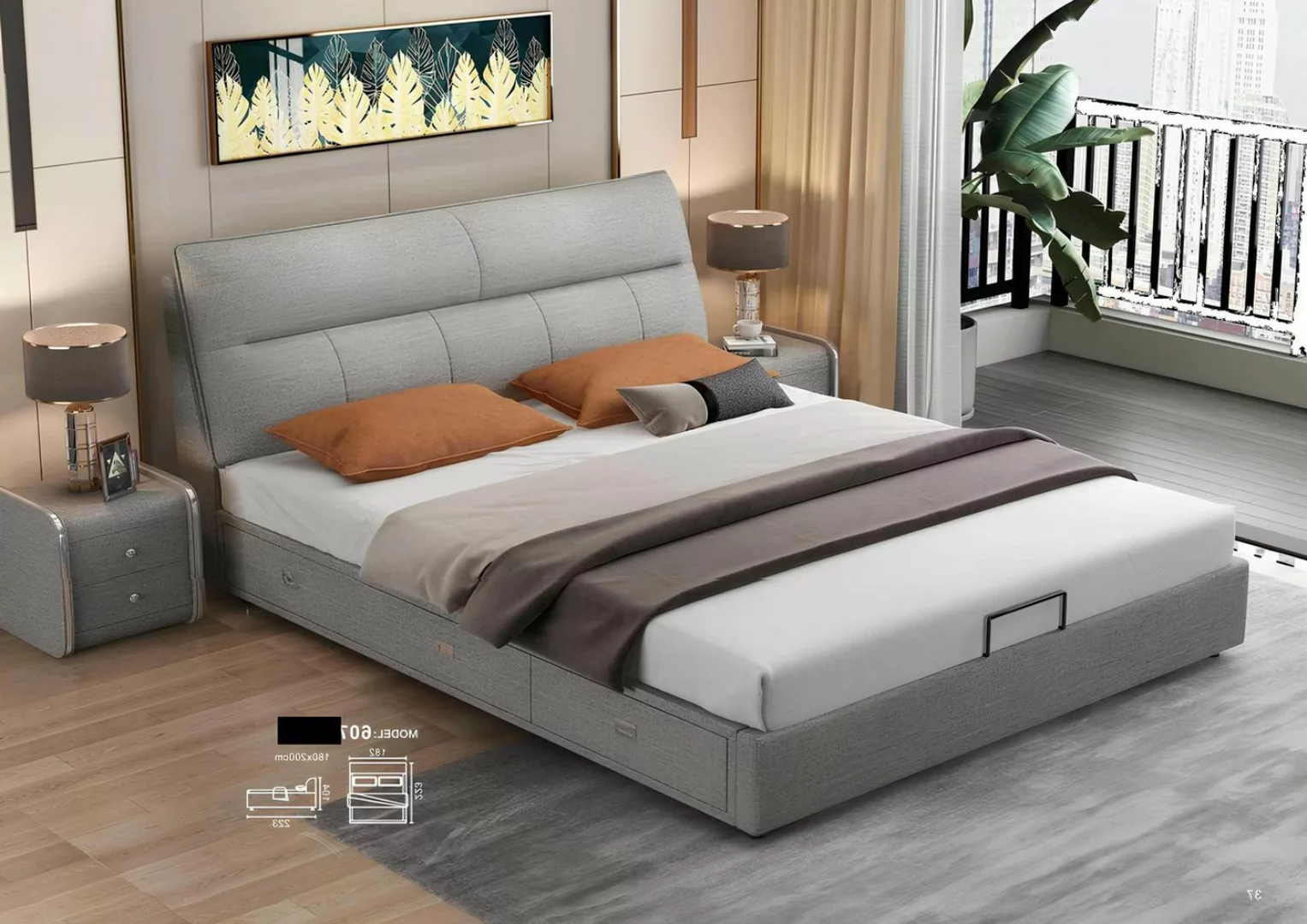 Xlmoebel Bett Modernes Hotel Doppelbett mit luxuriösem Lederdesign für Ihr günstig online kaufen