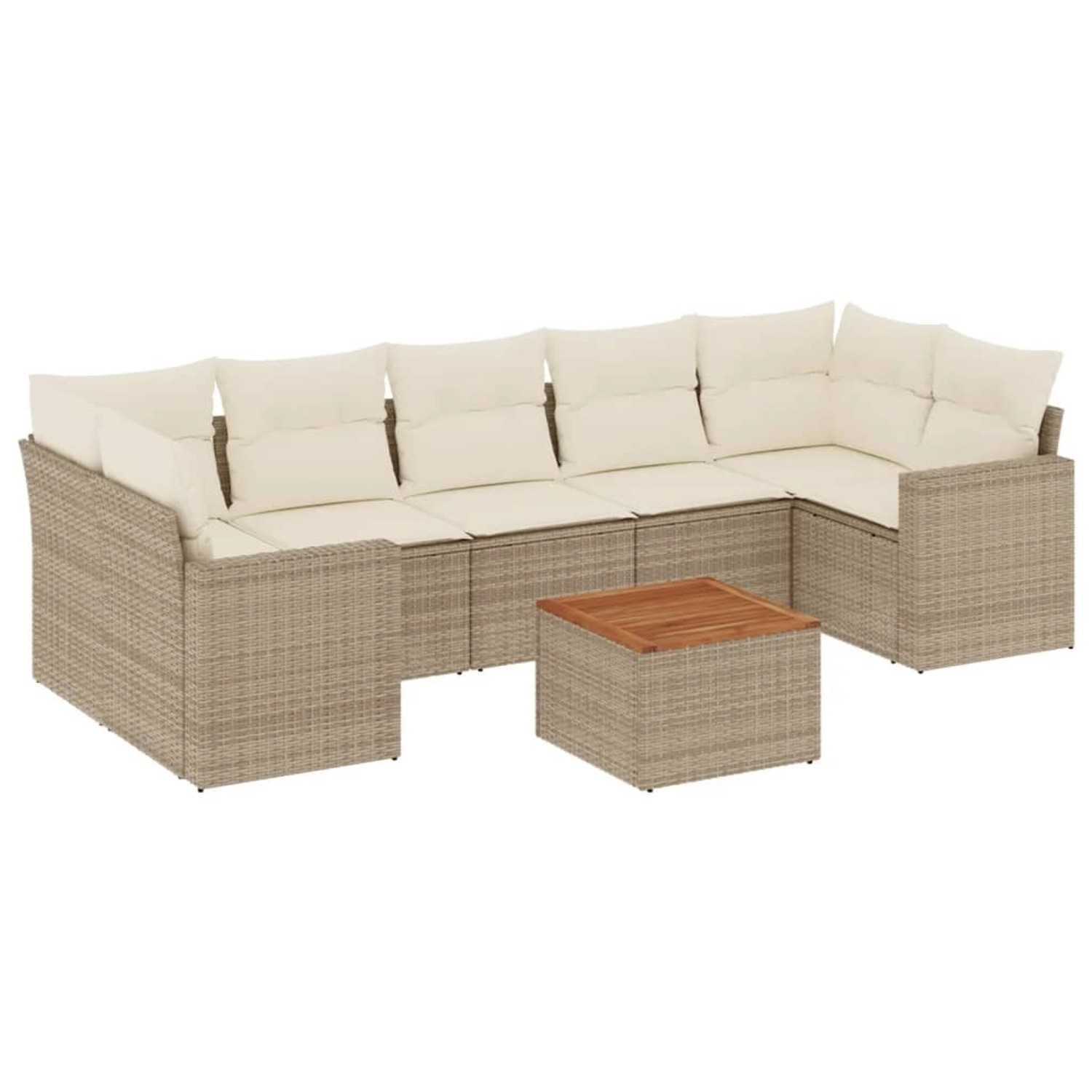 vidaXL 8-Tlg Garten-Sofagarnitur mit Kissen Beige Poly Rattan 3256366 günstig online kaufen