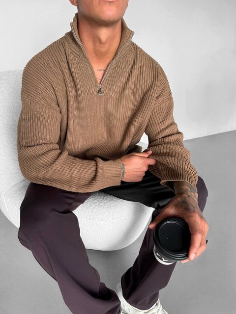 Abluka Strickpullover Gestrickter Relaxed Half Zip Sweater – Must-Have Tren günstig online kaufen