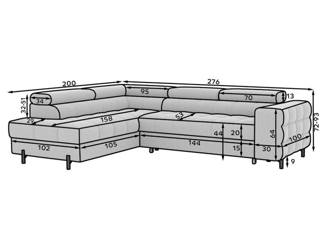 Möbel für Dich Ecksofa Ferucce 276x200x72-93 cm L-Form günstig online kaufen