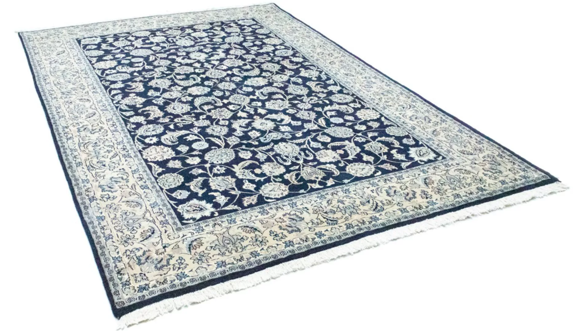 morgenland Wollteppich »Maschad Teppich handgeknüpft blau«, rechteckig günstig online kaufen