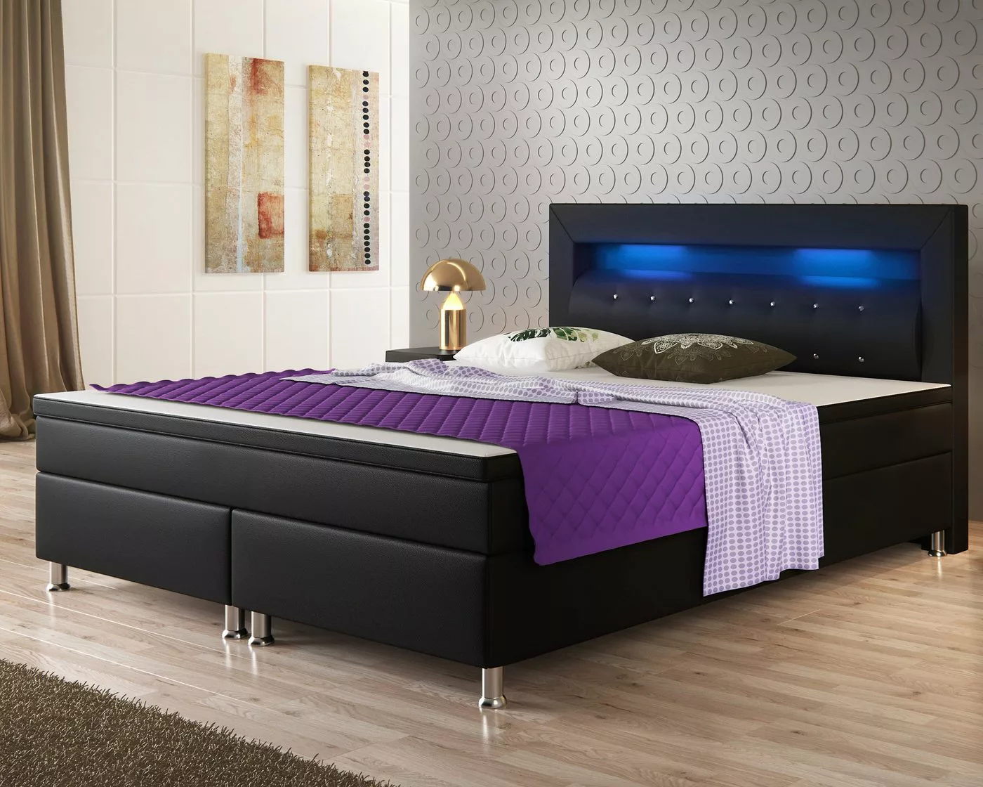 interbed Boxspringbett Monaco 180x200 cm Kunstleder PU (Boxspringbett, inkl günstig online kaufen