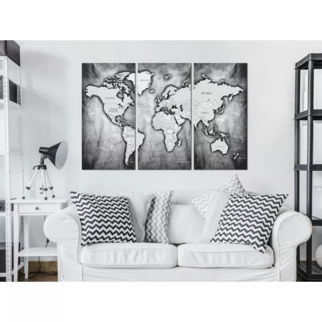 Bild auf Leinwand World Map: Platinum Triptych XXL günstig online kaufen