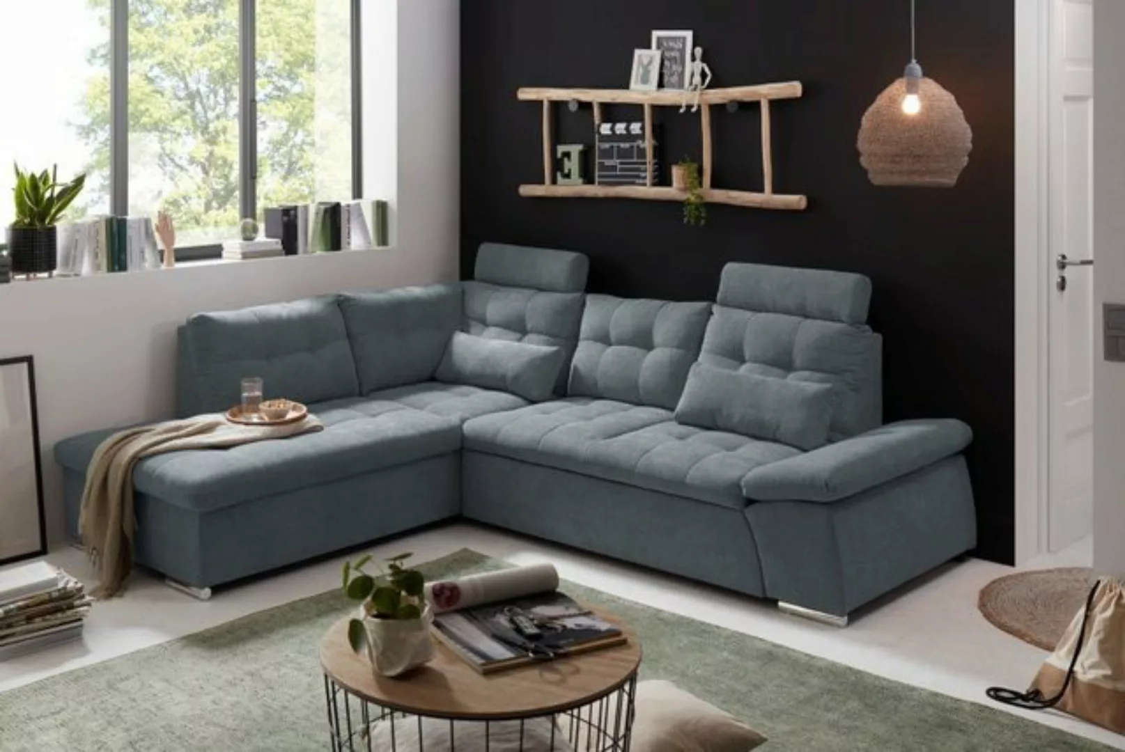 ED EXCITING DESIGN Ecksofa "Nalo L-Form", mit Bettfunktion, Bettkasten, Kop günstig online kaufen