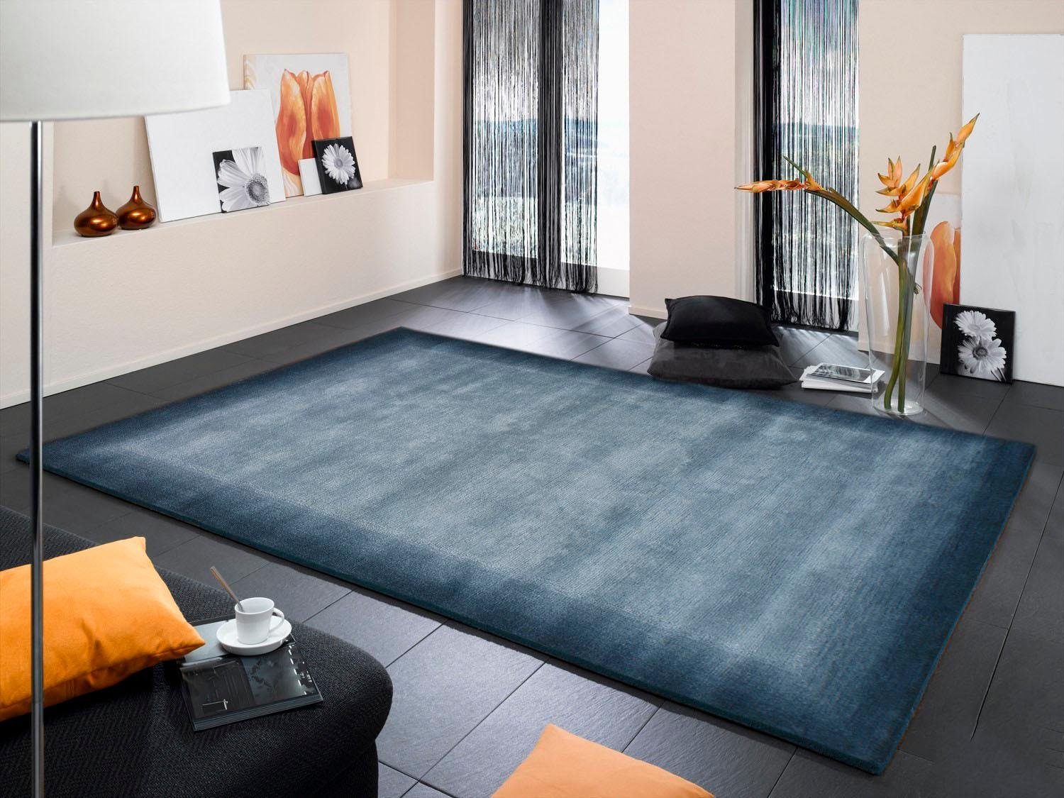Handgeknüpfter Naturteppich  Vinciano Tami ¦ blau ¦ Wolle ¦ Maße (cm): B: 1 günstig online kaufen