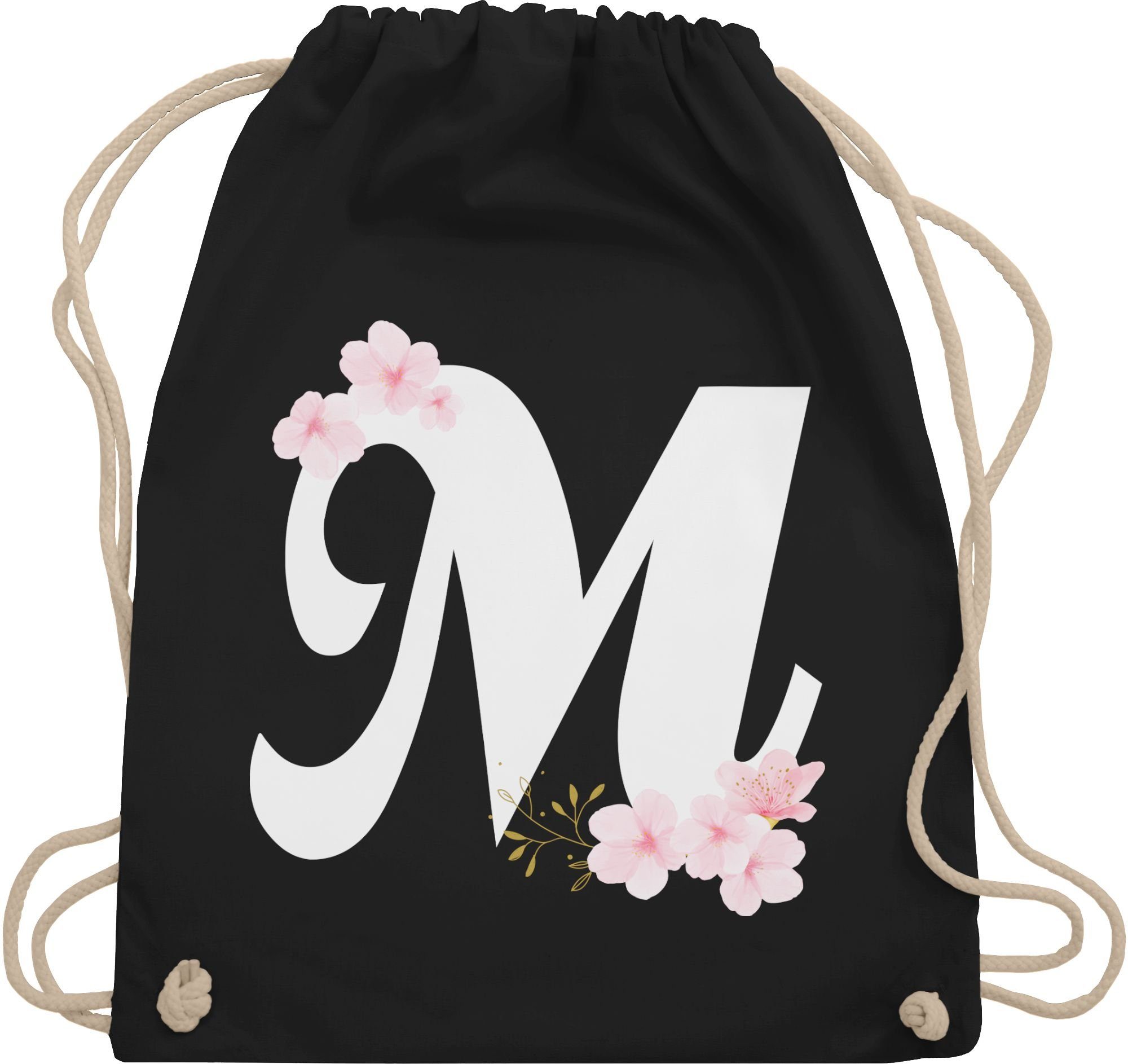 Shirtracer Turnbeutel Buchstabe M mit Kirschblüten, günstig online kaufen