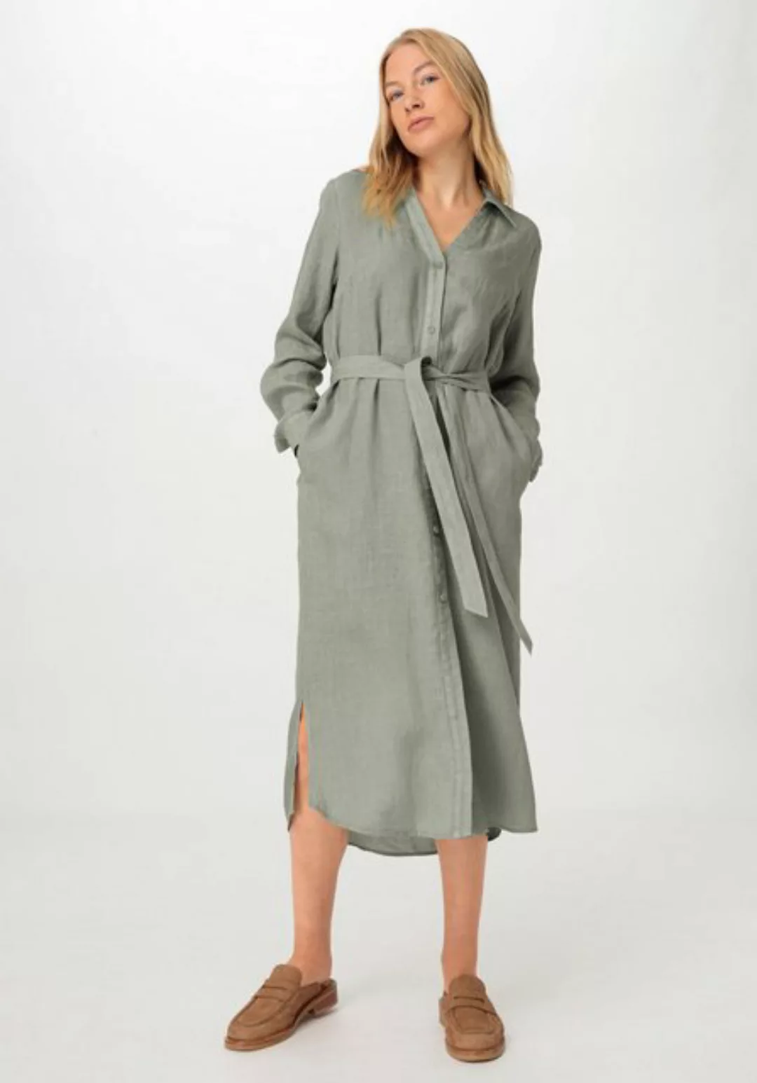 Hessnatur A-Linien-Kleid Midi Relaxed aus reinem Leinen (1-tlg) günstig online kaufen
