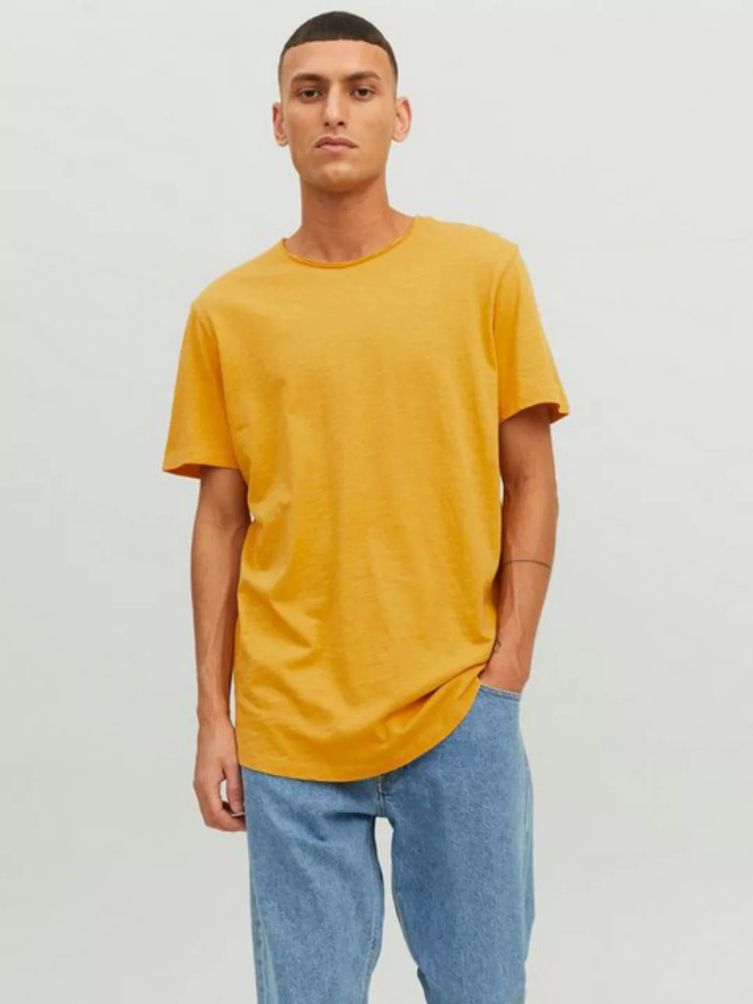 Jack & Jones T-Shirt Basic T-Shirt Rundhals Kurzarm JJEBASHER 5979 in Gelb günstig online kaufen