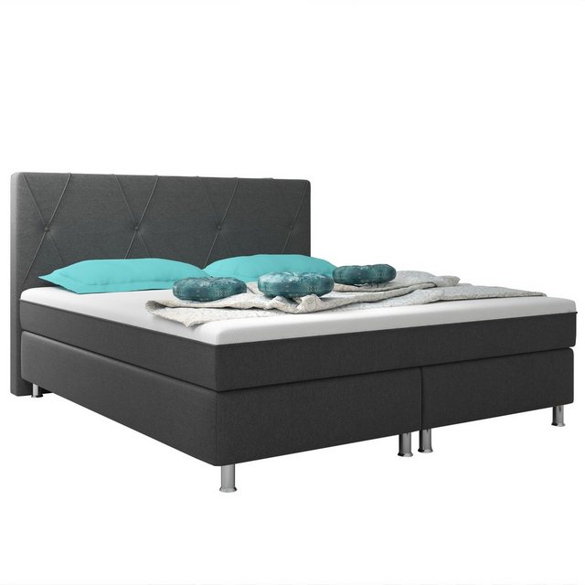 interbed Boxspringbett Boston Plus mit integriertem Topper 180x200 Webstoff günstig online kaufen