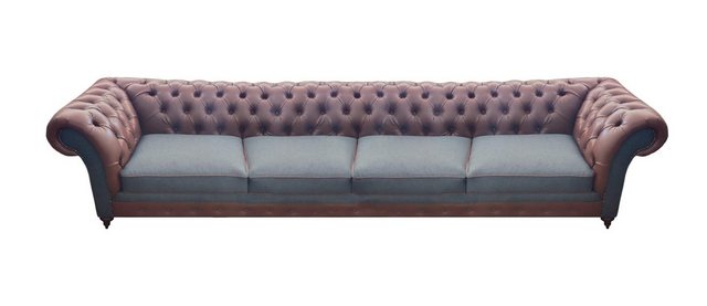 Xlmoebel Sofa Braunes Chesterfield-Sofa aus Leder für vier Personen, 1 Teil günstig online kaufen