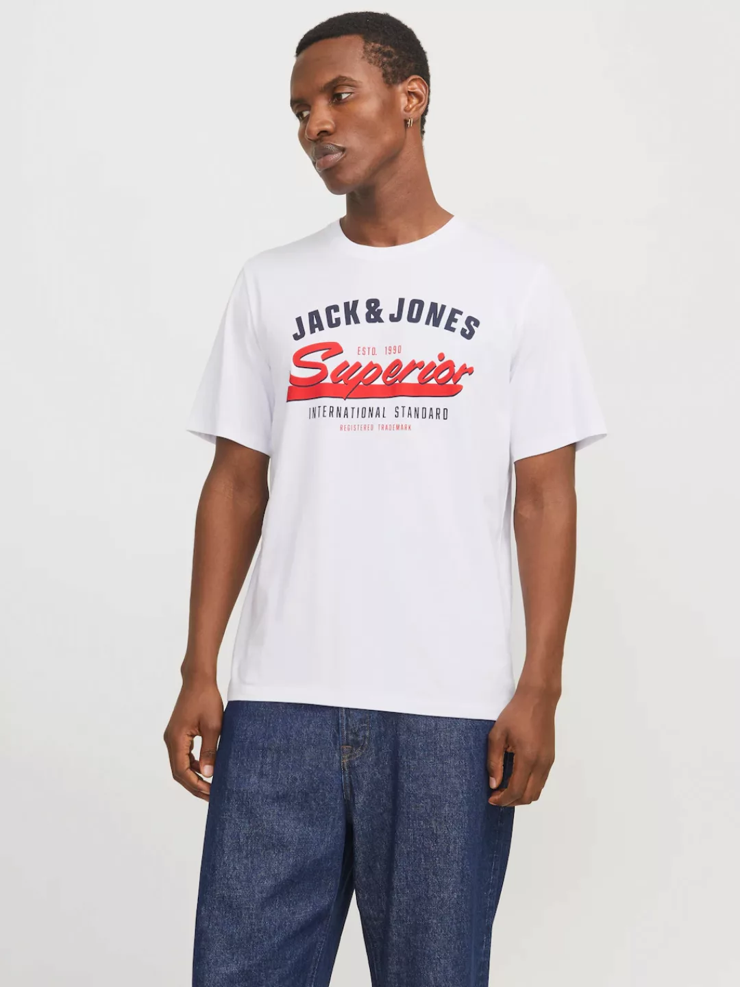 Jack & Jones Rundhalsshirt "JJELOGO TEE SS O-NECK 2 COL SS25 SN", mit Logo günstig online kaufen