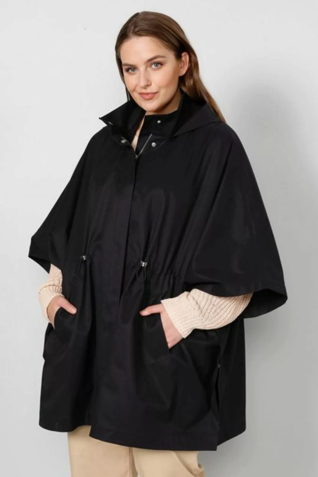 Sara Lindholm Outdoorjacke Cape oversized wasserabweisend Kapuze günstig online kaufen