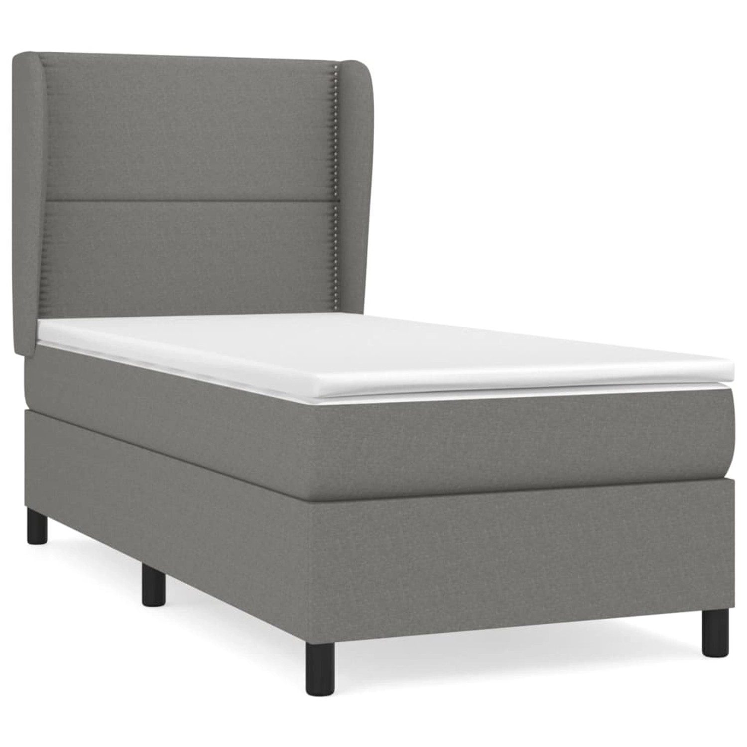 vidaXL Boxspringbett Boxspringbett mit Matratze Dunkelgrau 90x200 cm Stoff günstig online kaufen