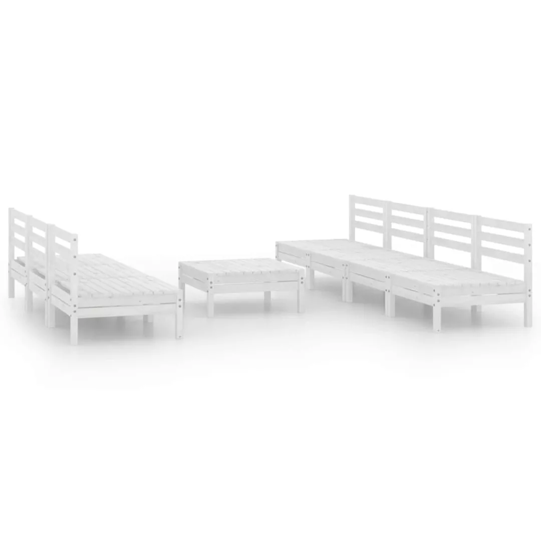 8-tlg. Garten-lounge-set Weiß Kiefer Massivholz günstig online kaufen