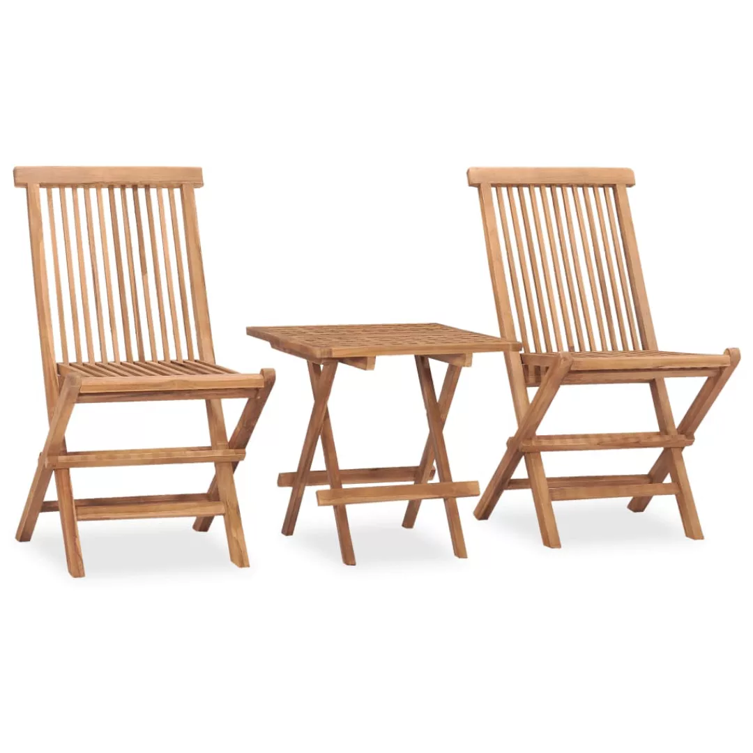 3-tlg. Garten-essgruppe Klappbar Massivholz Teak günstig online kaufen