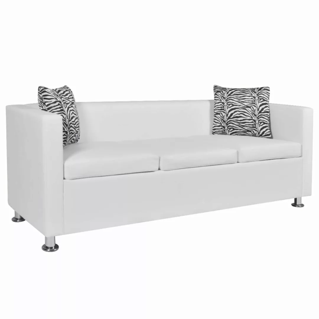 Sofa-set Kunstleder 3-sitzer + 2-sitzer Weiß günstig online kaufen