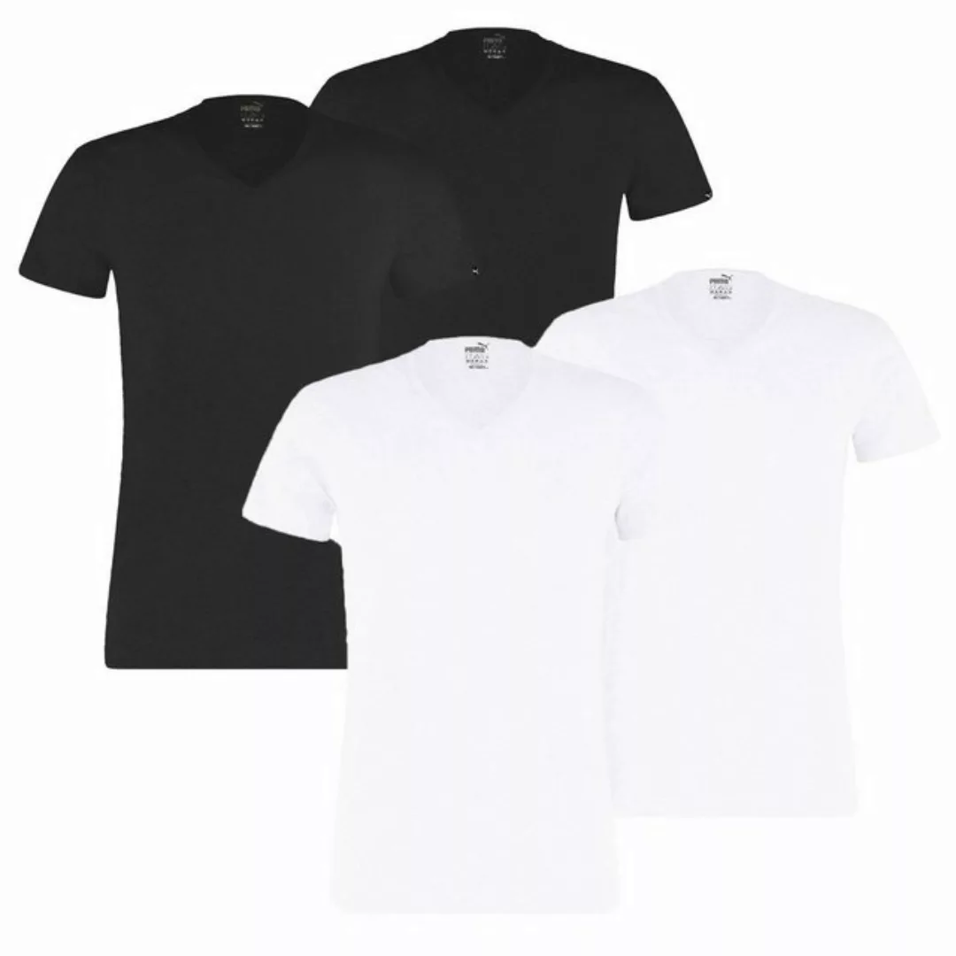 PUMA T-Shirt Basic, V-Ausschnitt mit Markenlabel am Ärmelrand günstig online kaufen