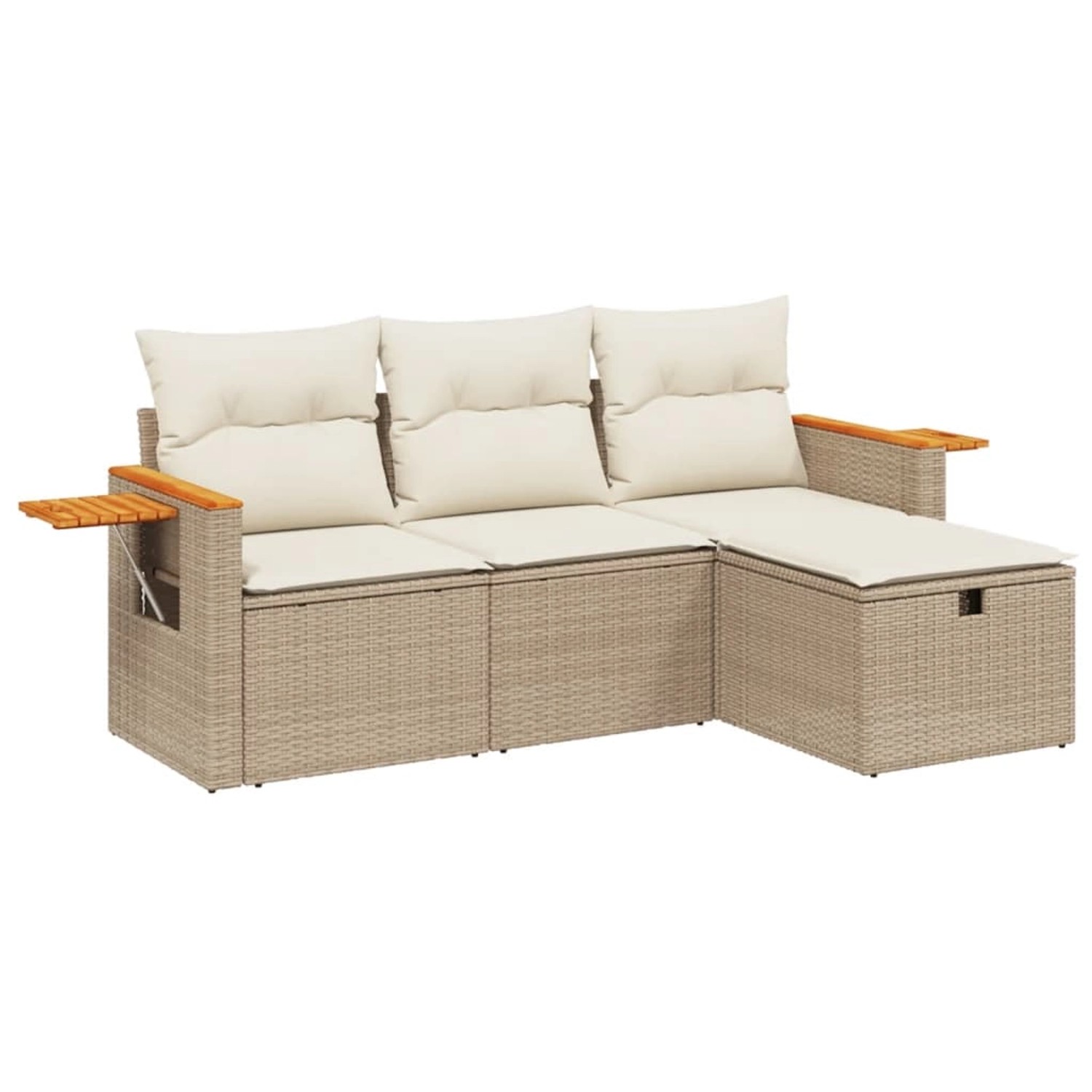 vidaXL 4-tlg Garten-Sofagarnitur mit Kissen Beige Poly Rattan Modell 61 günstig online kaufen