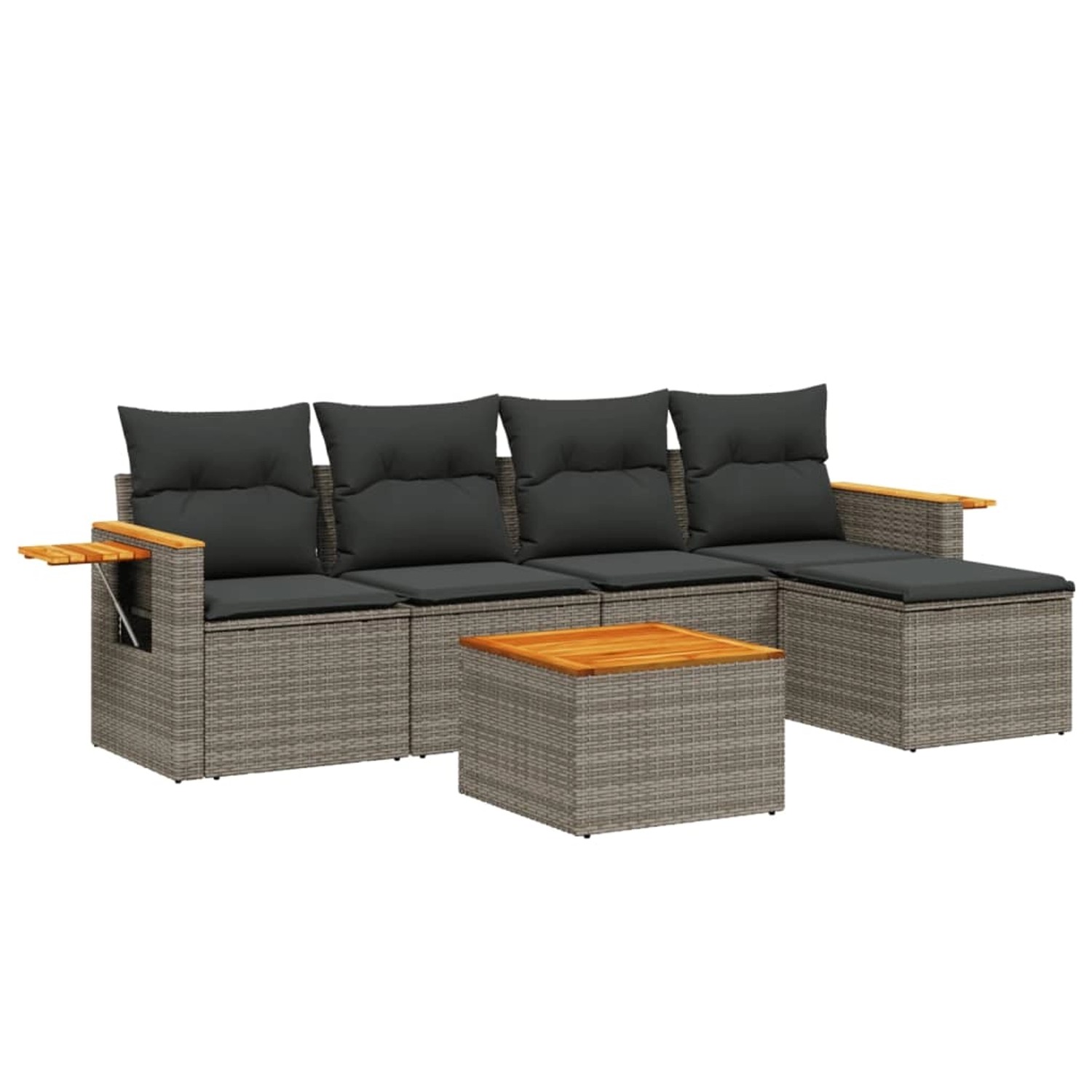vidaXL 6-Tlg Garten-Sofagarnitur mit Kissen Grau Poly Rattan 3226767 günstig online kaufen