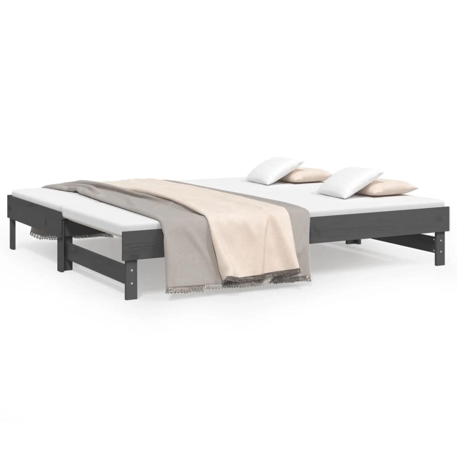 vidaXL Gästebett Gästebett Tagesbett Ausziehbar Grau 2x80x200 cm Massivholz günstig online kaufen