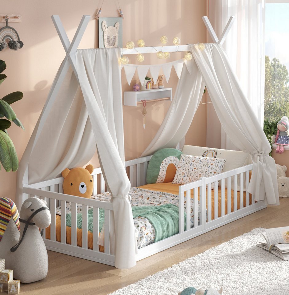 Alavya Home® Kinderbett Bodenbett SKY SET aus Buche – FSC® 100%, Deko & Mat günstig online kaufen