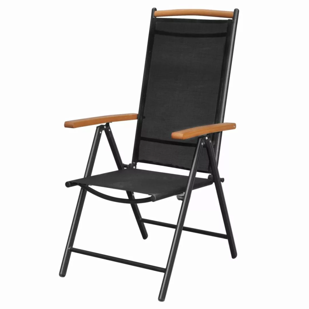 Gartenstühle Klappbar 2 Stk. Aluminium Und Textilene Schwarz günstig online kaufen