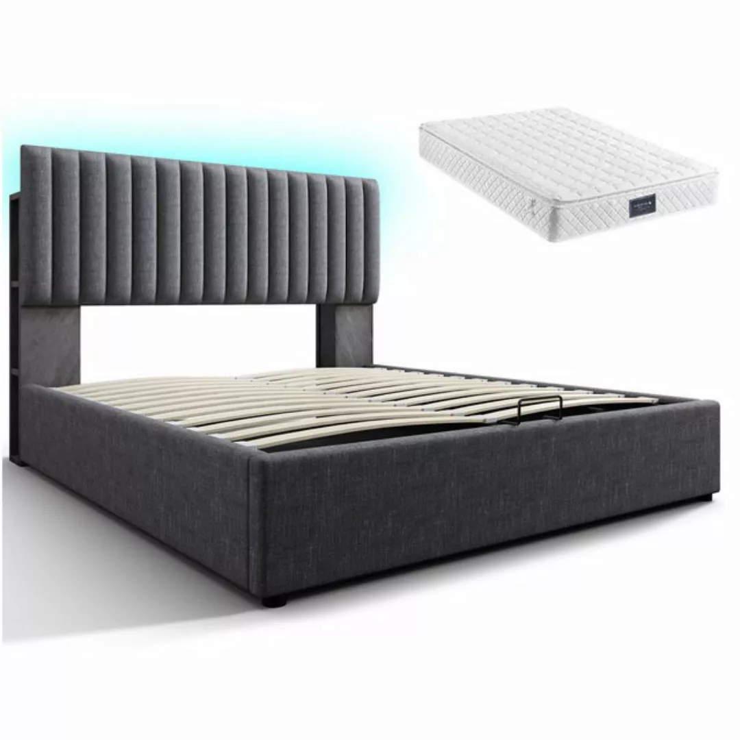 Gotagee Polsterbett LED Stauraum Doppelbett Ladefunktion Jugendbett 160x200 günstig online kaufen