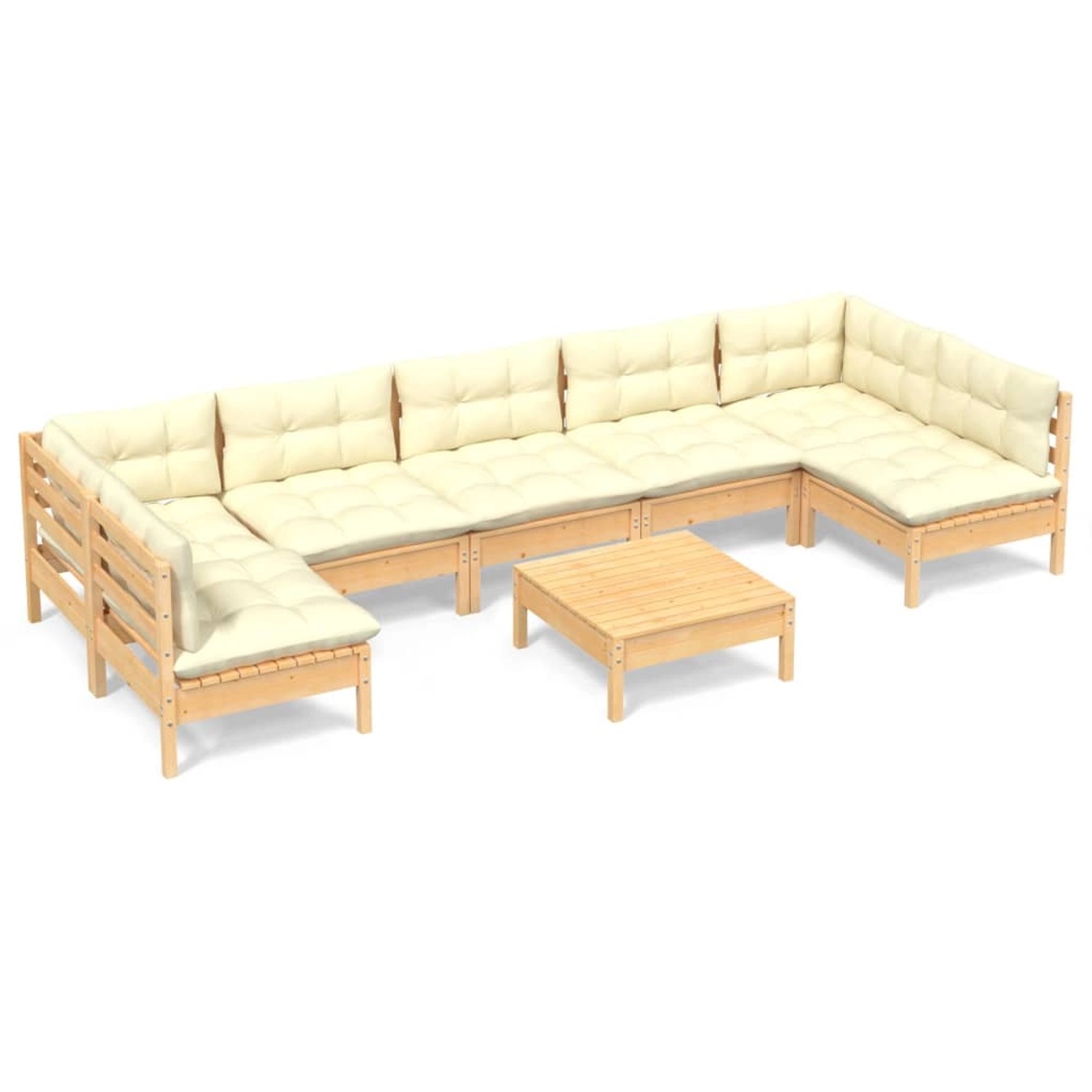 vidaXL 8-tlg Garten-Lounge-Set mit Creme Kissen Massivholz Kiefer Modell 21 günstig online kaufen