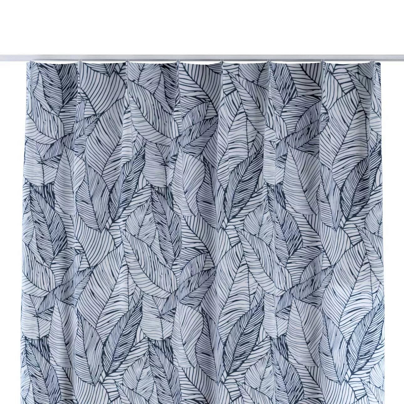 Vorhang mit flämischen 1-er Falten, dunkelblau-weiß, Velvet (704-34) günstig online kaufen