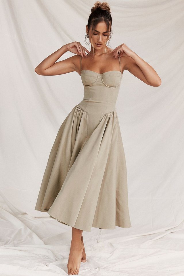 saburona A-Linien-Kleid Langes ärmelloses Kleid im Retro-Stil für Damen günstig online kaufen