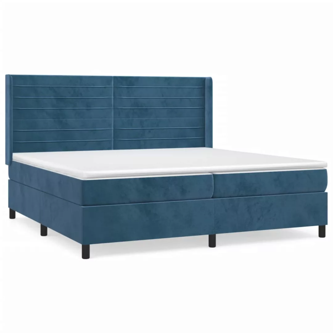 Vidaxl Boxspringbett Mit Matratze Dunkelblau 200x200 Cm Samt günstig online kaufen