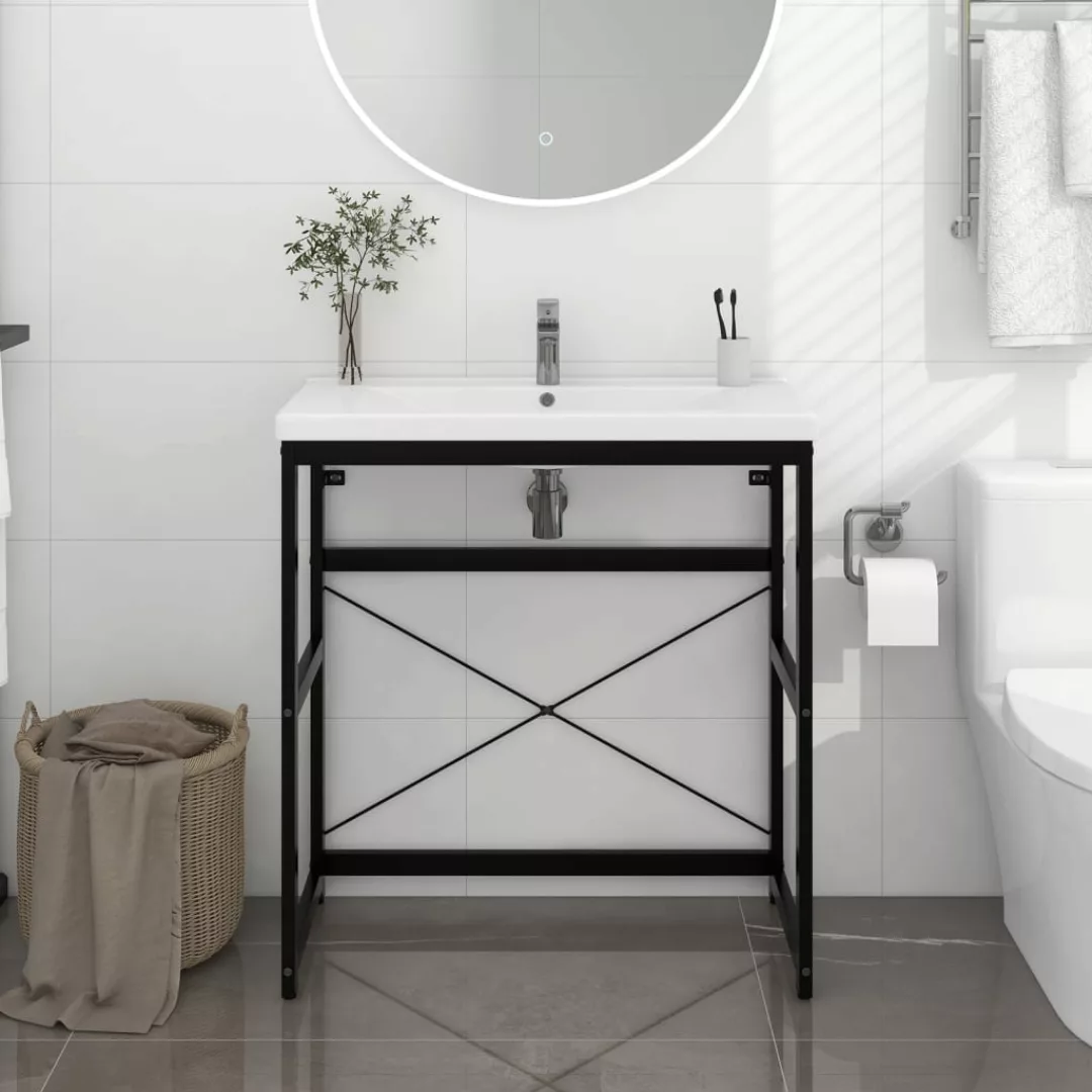 Badezimmer Waschtischgestell Schwarz 79x38x83 Cm Eisen günstig online kaufen