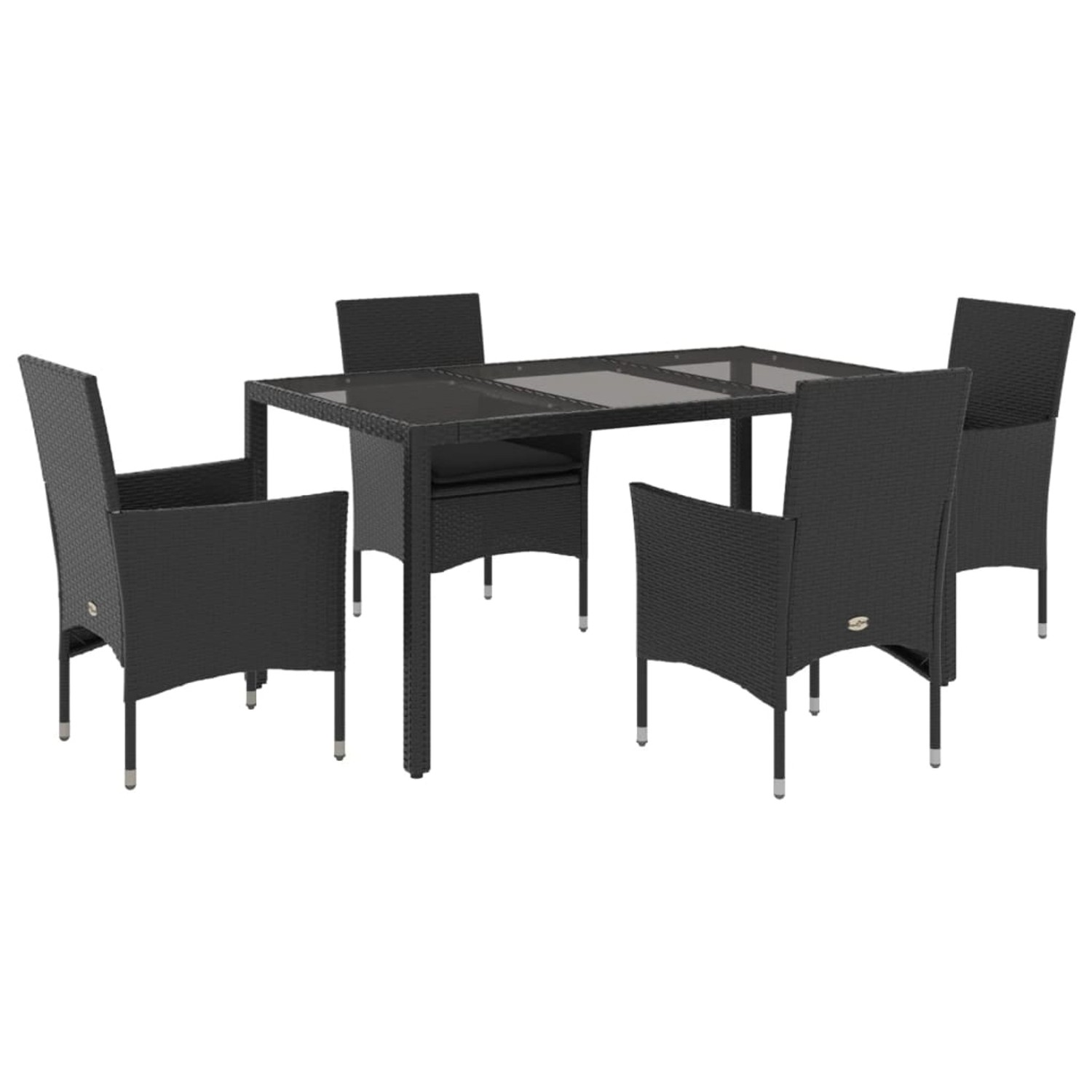 vidaXL 5-Tlg Garten-Essgruppe mit Kissen Schwarz Poly Rattan und Glas 32785 günstig online kaufen