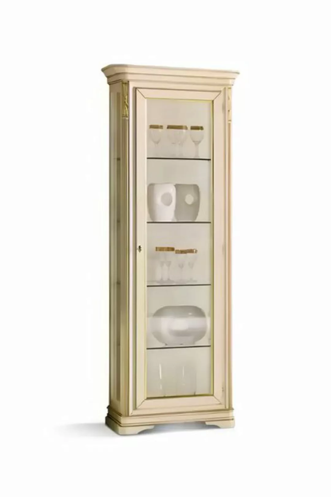 Xlmoebel Vitrine Klassische Beige Wohnzimmer-Vitrine mit Schränken und Anri günstig online kaufen