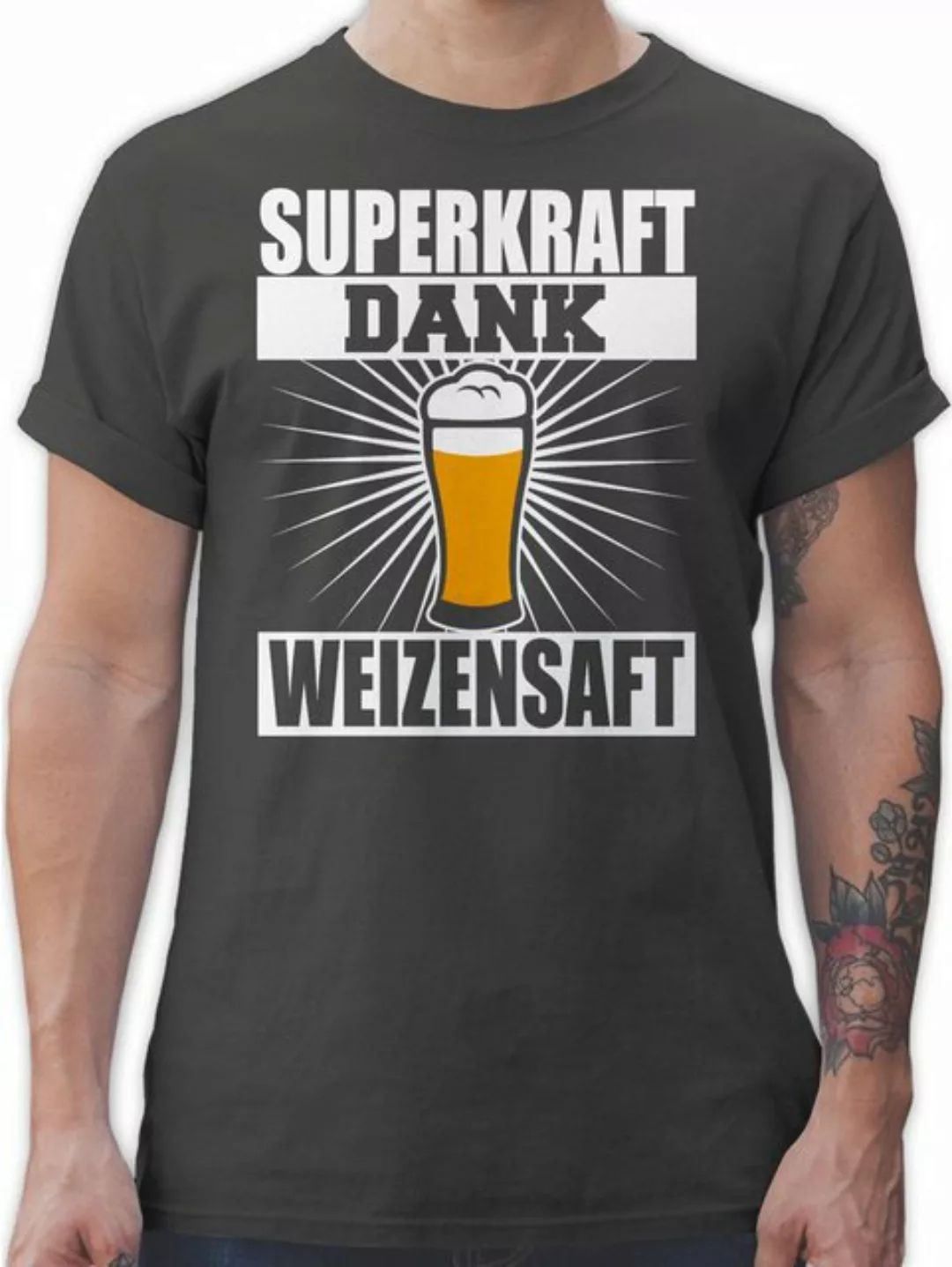 Shirtracer T-Shirt Superkraft dank Weizensaft - weiß Sprüche Statement mit günstig online kaufen