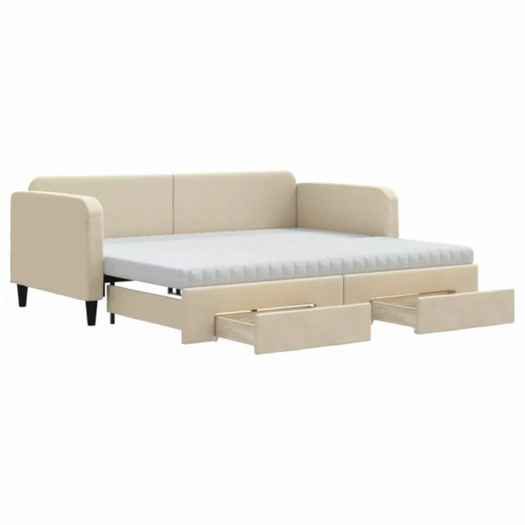 vidaXL Gästebett Gästebett Tagesbett Ausziehbar mit Schubladen Creme 90x200 günstig online kaufen