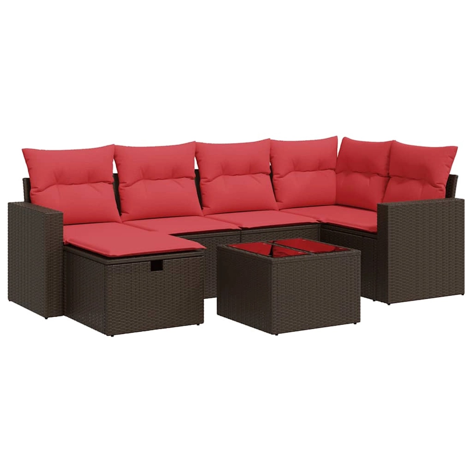 vidaXL 7-Tlg Garten-Sofagarnitur mit Kissen Braun Poly Rattan 3325400 günstig online kaufen