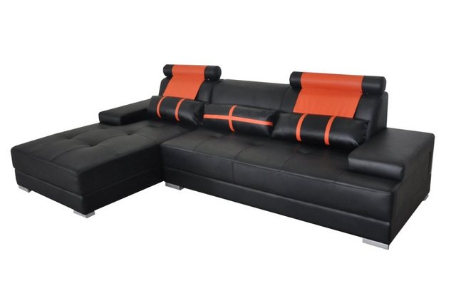 JVmoebel Ecksofa Schwarzes L-Form Ledersofa luxus Möbel stilvolle Couch Neu günstig online kaufen